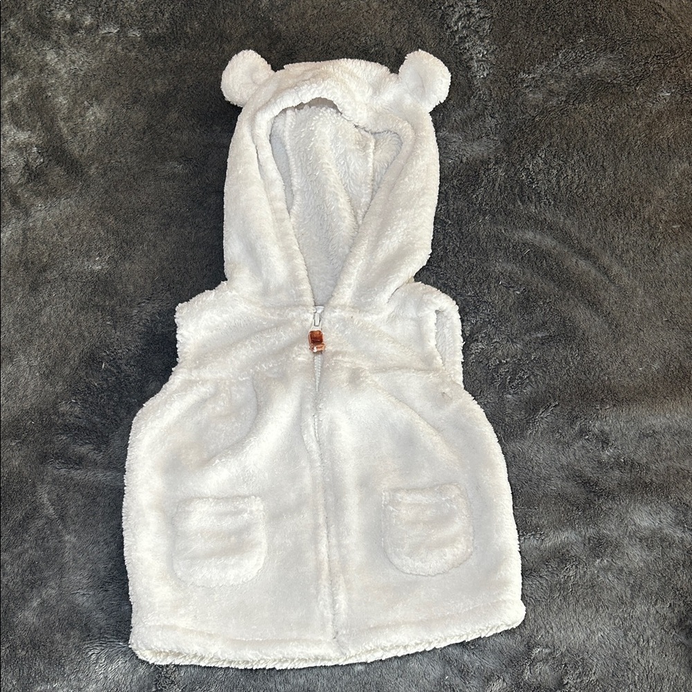 Carter's White Bear Ear Hooded Vest 6m